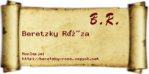 Beretzky Róza névjegykártya